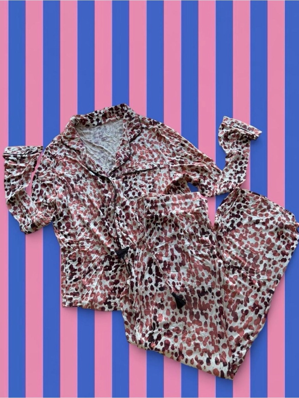 stars above Blush and Burgundy Leopard Print Pajama Sleep Set
